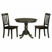 Rent to own East West Furniture Antique 3 Piece Pedestal Round Dining Table Set with Wooden Seat