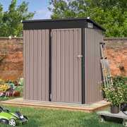 Rent to own Black+Brown Outdoor Storage Shed, 5x3ft Metal Shed and Outdoor Storage Garden Tools Bike Shed with Lockable Door, Waterproof Design for Backyard, Patio, Lawn