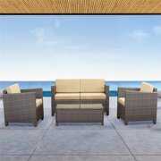 Rent to own Outdoor Patio Furniture Set, 4 Piece Patio Seating All-Weather Wicker Conversation Set with Cushion, Gray