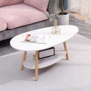 Rent to own 2 Tier Coffee Table Cocktail Table Sofa Table Ellipse Oval Modern Wood Legs White