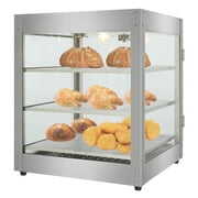 Rent to own Zimtown Commercial Food Warmer Display 3-Tier 800W Electric bun warmer Display Tempered-Glass Door Pastry Display Case for Restaurant Hamburger Pizza