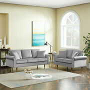 Rent to own Velvet Living Room Couch Set, 2 Piece Upholstered Sofa and Loveseat Set with Pillows, Gray