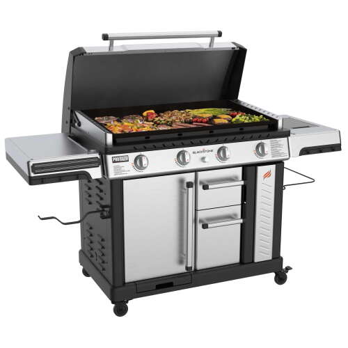 Rent to own Blackstone ProSeries 4-Burner 36" Propane Griddle with Stainless Steel Cabinet and Hood