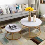 Rent to own Doolland 31.5" Nesting Coffee Tables,Golden Frame+ Marble Top