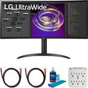 Rent to own LG 34WP85CN-B 34 inch Curved 21:9 UltraWide QHD 3440x1440 IPS Display PC Monitor Bundle with 2x 6FT Universal 4K HDMI 2.0 Cable, Universal Screen Cleaner and 6-Outlet Surge Adapter