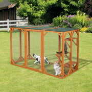 Rent to own Coziwow Cat House Outdoor Cat Run Playpen Kennel Wooden with 3 Platforms