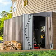 Rent to own YODOLLA 8' x 6' Outdoor Storage Side Shed Metal Attached Lean-To Shed with Lockable Door for Backyard