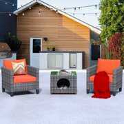 Rent to own Ovios 3 Piece Outdoor Patio Furniture All-Weather Sectional Set with Cat-Shaped Entrance Coffee Table for Garden Backyard