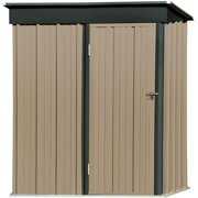 Rent to own FT Outdoor Storage Shed  Galvanized Steel Tool Shed House for Patio Garden Backyard Lawn  Utility Tool House with Door  Dark Grey