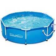 Rent to own Summer Waves P2000830A Active 8ft x 30in Outdoor Round Frame Above Ground Swimming Pool Set with Filter Pump and Type D Filter Cartridge, Blue
