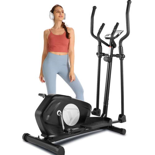 Rent to own ANCHEER Elliptical Machine Elliptical Trainer Cross Trainer for Home Use with 8 Levels of Magnetic Resistance, LCD Monitor, Heart Rate Sensor, 390 lbs Weight Capacity for Home Gym