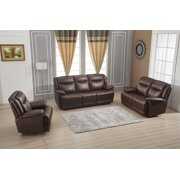 Rent to own Betsy Furniture Bonded Leather Reclining Sofa Couch Set Living Room Set 8006 (Brown, Sofa+Loveseat+Recliner)