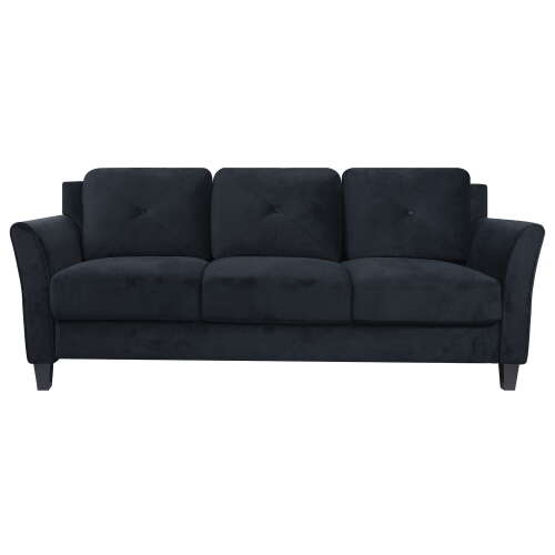 Rent to own Naomi Home Curved Arms Sofa, Black, Microfiber