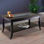 Rent to own Winsome Wood Genoa Coffee Glass Top Table, Espresso Finish