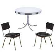 Rent to own Home Square Retro Round Dining Table Set with 2 Chairs in Chrome