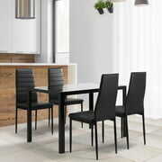 Rent to own Topcobe 5 Piece Dining Table Set, Rectangle Kitchen Table & 4 PU Chairs, Black