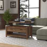 Rent to own Lancaster Farmhouse Wood Lift Top Coffee Table, Knotty Oak