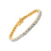 Rent to own Women's Finecraft 1/4 cttw Diamond Tennis Bracelet in 14kt Gold-Plated Sterling Silver, 7"