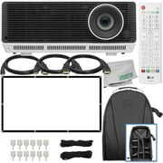 Rent to own LG ProBeam BU50NST 5000-Lumen HDR XPR 4K UHD Laser DLP Projector + 120 Foldable Projection Screen with 12x Adhesive Wall Mounts, 3x HDMI Cables & More (21pc Bundle)