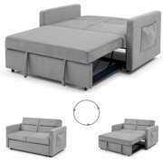 Rent to own 54.5" Pull Out Sofa Sleeper, 3-in-1 Convertible Sleeper Sofa Bed for Living Room Apartment, Breathable Chenille Adjustable Sleeper Loveseat with Pull Out Bed and Side Pockets, Gray