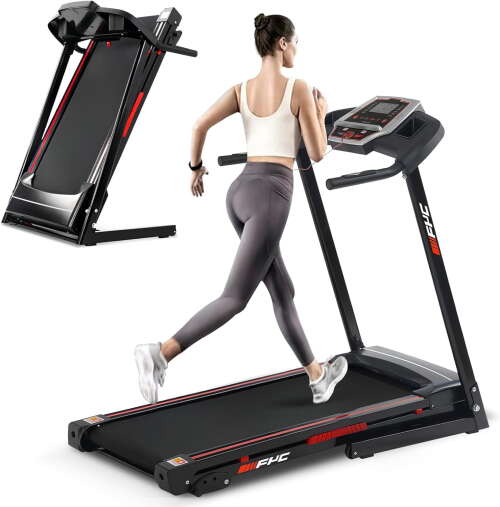 Rent to own The Power Wear 3.5HP Folding Electric Treadmill With Incline 330lb Capacity Large Belt Interface Medium Running Walking Jogging Machine 3 Model 12 Programs for Home Office Gym