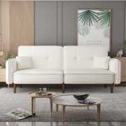 Rent to own Ucloveria Reversible Sleeper Sofa Bed,75'' Modern Futon Small Couch Tufted Upholstered Furniture for Living Room Bedroom Office Study Lounge Reception Room, White