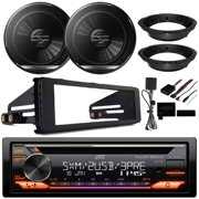 Rent to own JVC KD-T925BTS Single DIN Bluetooth CD Player USB AUX AM/FM Stereo SiriusXM Ready Amazon Alexa LED Car Audio Receiver, 2x 6.5" 2-Way Coaxial Car Speakers, Harley 98-2013 Install Adapter Kit