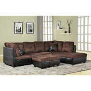 Rent to own AYCP Furniture 3pcs L-Shape Sectional Sofa Set, Right Hand Facing Chaise, Microfiber & Faux Leather Upholstery Material, Chocolate Color, More Colors & Styles Available