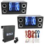 Rent to own Pyramid 10" Box Subwoofers (2 Pack), Boss Riot Amplifier, & Soundstorm Wire Kit