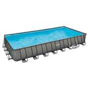 Rent to own Summer Waves 32 x 16 x 52 Above Ground Rectangle Frame Pool Set, Dark Wicker