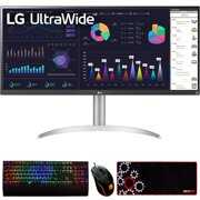 Rent to own LG 34WQ650-W 34" 21:9 UltraWide Full HD (2560 x 1080) 100Hz IPS Monitor Bundle with Deco Gear Mechanical Gaming Keyboard, Deco Gear Wired Gaming Mouse and Deco Gear Gaming Mouse Pad