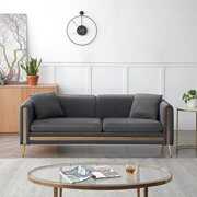 Rent to own Ouyessir Velvet Sofa Couch, 77.2” Modern Upholstered Sofa, Mid-Century Velvet Sofa Couch for 3seat with Tufted Back, Couches Sofa for Living Room Bedroom,Grey