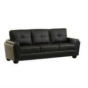 Rent to own Furniture of America Banita Contemporary Faux Leather Tufted Sofa in Black