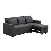 Rent to own Convertible Sectional Sofa Couch, Modern Fabric L-Shaped , 3-Seat Sofa Sectional with Reversible Chaise for Living Room, Apartment and Small Space, Pull Out Sofa Bed with 3 Pillows and Side Pocket