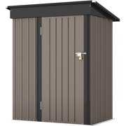 Rent to own Patiowell 5' x 3' Metal Shed Outdoor Storage Shed with Sloping Roof and Lockable Door, Brown