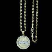 Rent to own Mens Real 10K Yellow Gold Jesus Last Supper CZ Charm Pendant & 2.5mm Rope Chain Necklace Set