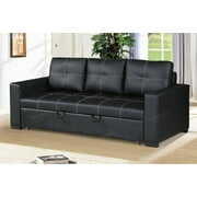 Rent to own Simple Relax Faux Leather Convertible Sofa In Black