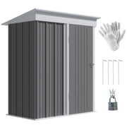 Rent to own Outsunny 5' x 3' Small Steel Outdoor Storage Shed w/ Floor Frame, Gray