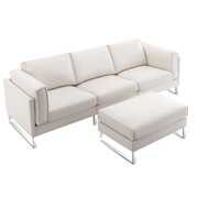 Rent to own Morden Fort Leather Sectional Sofa with Ottoman Living Room Modular Couch L Shape White