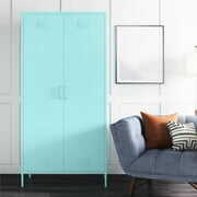 Rent to own Novogratz Cache 2 Door Tall Metal Locker Style Storage Cabinet, Mint