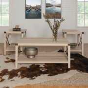 Rent to own Manor Park 3-Piece Rustic Wood & Metal Coffee Table Set - White Oak