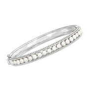 Rent to own Ross-Simons 3.5-4mm Cultured Pearl Bangle Bracelet in Sterling Silver for Female, Adult