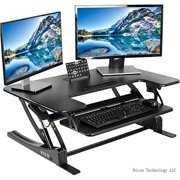 Rent to own black height adjustable 36 inch stand up desk converter quick sit to stand dual monitor riser, desk-v000v