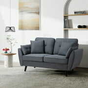 Rent to own Walsunny Modern Loveseat Dark Grey Sofa Couch, Upholstered Accent Armchair with Pillow