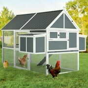 Rent to own YODOLLA 84 Large Chicken Coop Outdoor Wooden Hen House Poultry Cage Multi-Level Hutch w/ 2 Nesting Boxes,Gray