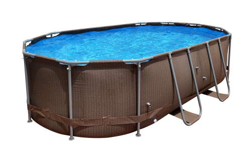 Rent To Own - Avenli 14 ft. Brown Oval Steel Frame Above Ground Swimming Pool with accessories