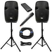 Rent to own Seismic Audio PAIO15 Active 15" PA Speaker System with Bluetooth, Wireless Microphone, Stands, and Cables