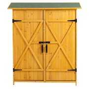 Rent to own Outdoor Storage Shed with Lockable Door, Wooden Tool Storage Shed, with Detachable Shelves and Pitch Roof, Natural