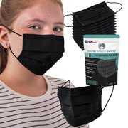 Rent to own TCP Global Salon World Safety Kids Masks (Sealed Package of 10) - Black - 3 Layer Disposable Protective Children's Face Masks - Adjustable Nose Clip and Ear Loops - 3-Ply Non-Woven Fabric