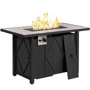 Rent to own SMILE MART 43 Propane Fire Pit Table 50,000 BTUs with Ceramic Tabletop & Steel Base, Black/Wood